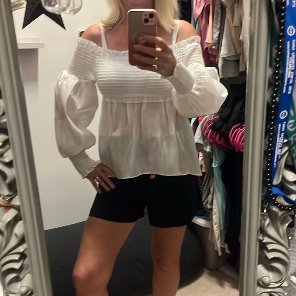 NWT White Spaghetti Strap Off the Shoulder Top